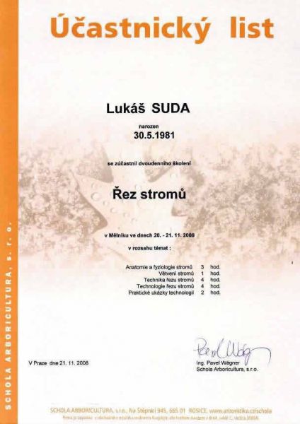 Lukáš Suda - školení Řez stromů